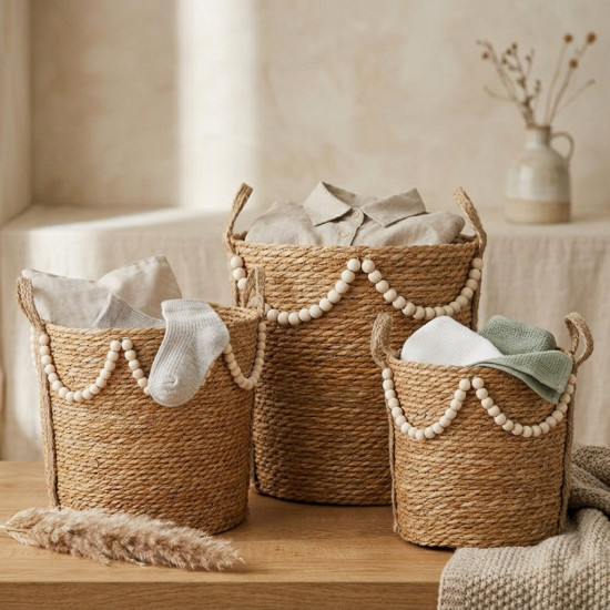 Straw Basket Set 3 Pcs